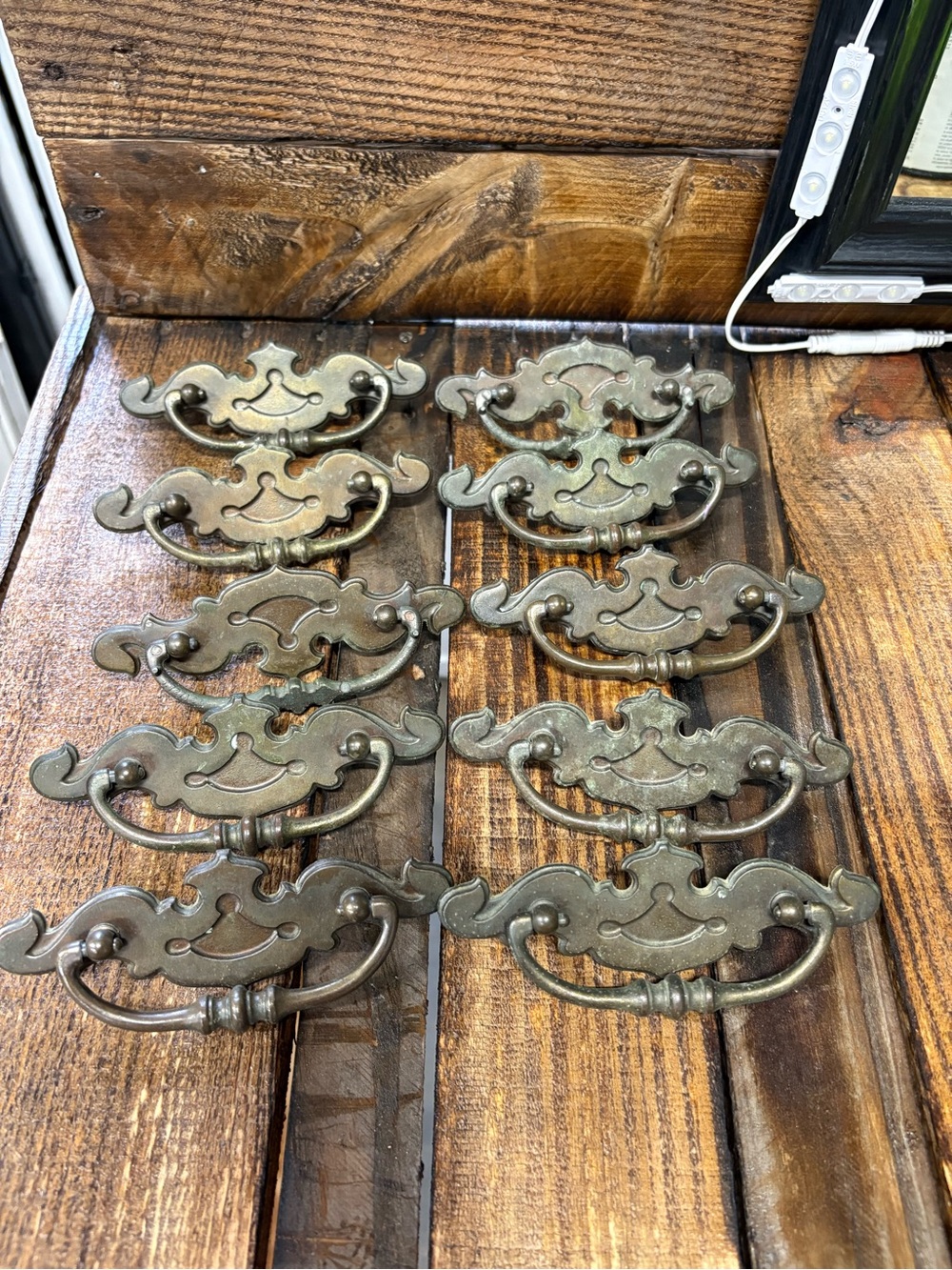 Antique-Style Brass Drawer Pulls in Aged Brass Finish - Set of 10